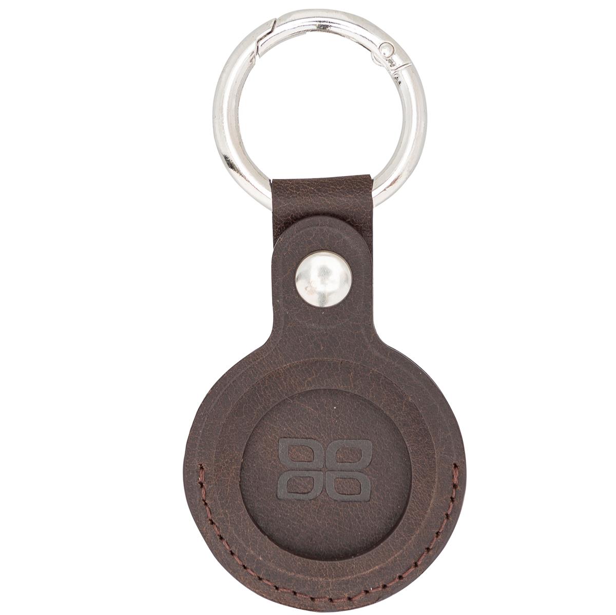 AirTag Schlüsselanhänger aus Leder – Karabiner, Used Look | Mocca