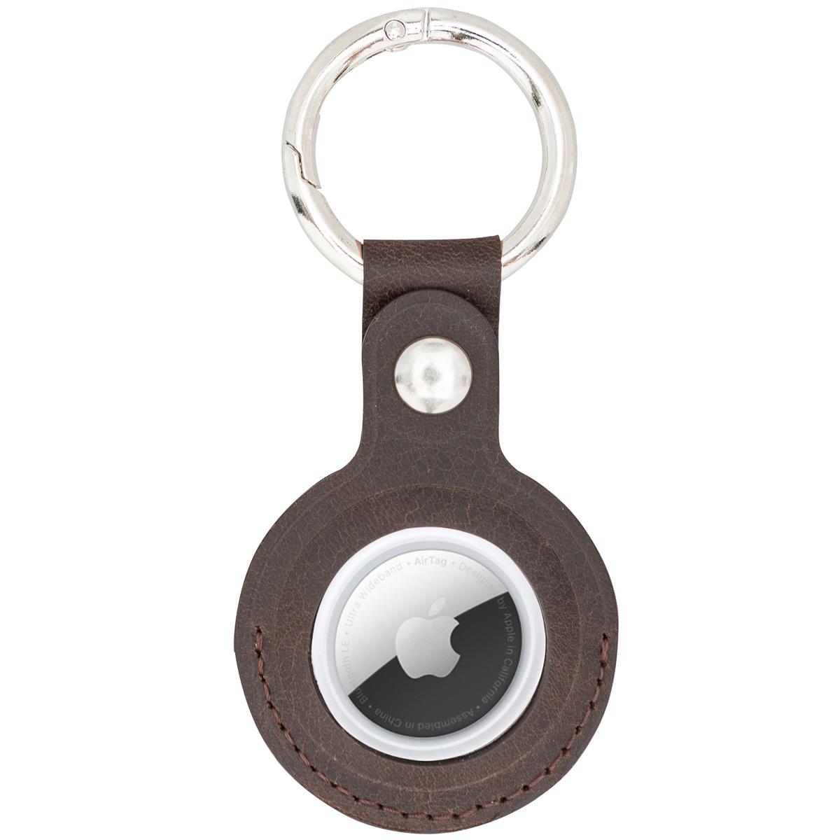 AirTag Schlüsselanhänger aus Leder – Karabiner, Used Look | Mocca