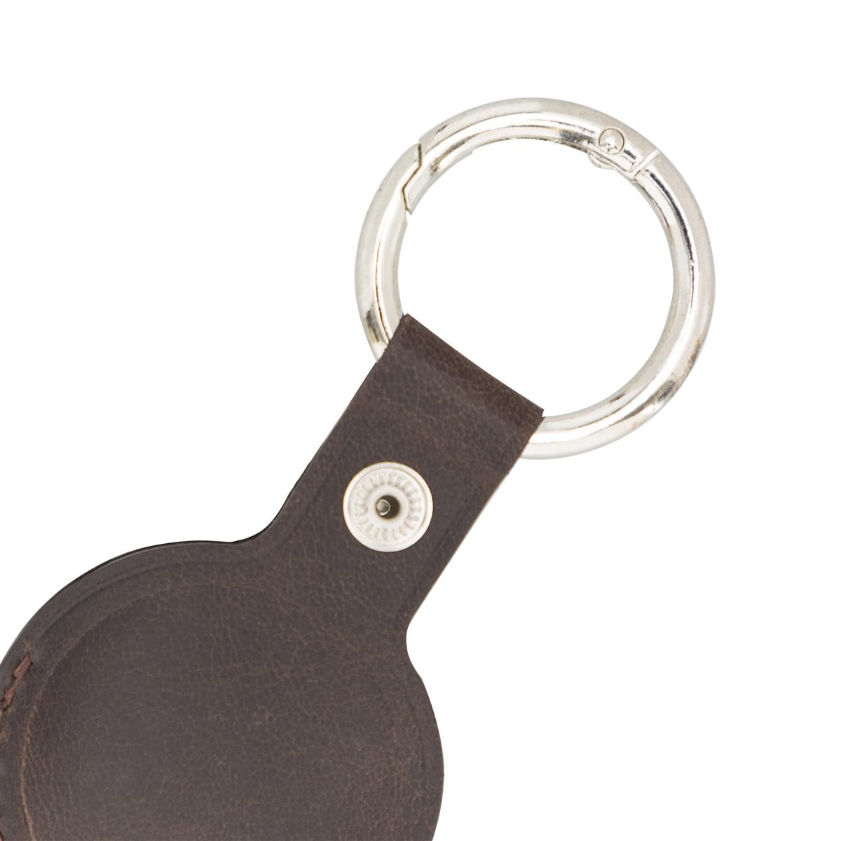 AirTag Schlüsselanhänger aus Leder – Karabiner, Used Look | Mocca