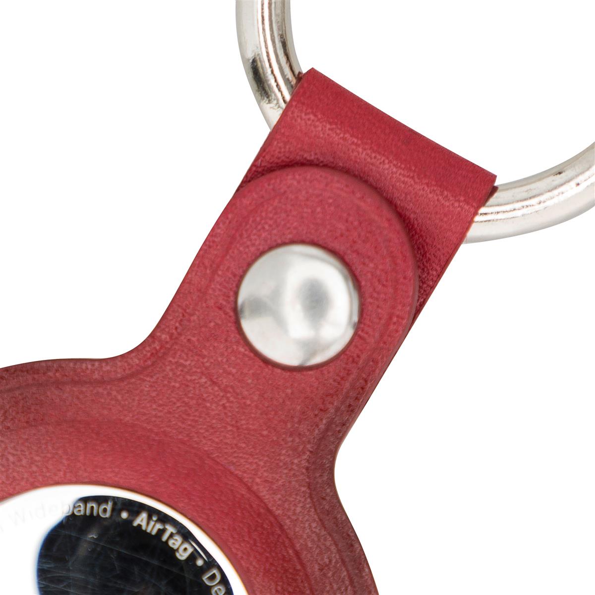 AirTag Schlüsselanhänger aus Leder – Karabiner, Used Look | Rot