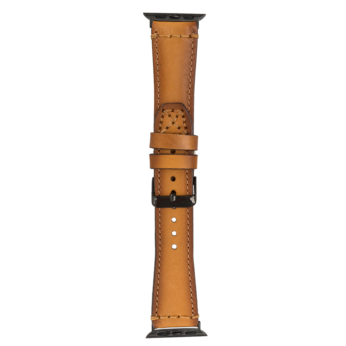 Lederarmband für Apple Watch – Hellbraun mit Ziernaht | Modell BA19