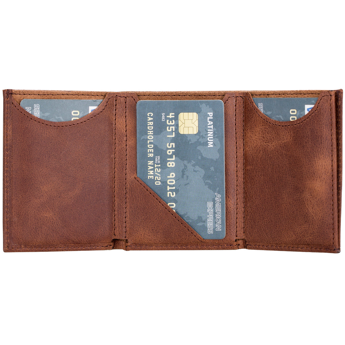 Trifold Kartenetui aus Leder – Slim Wallet mit Gummiband-Verschluss | Kaffeebraun