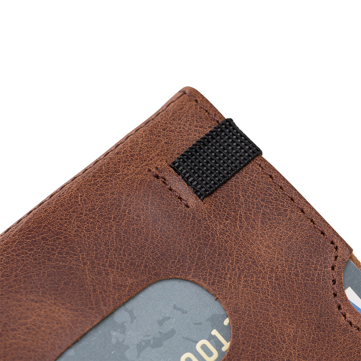 Trifold Kartenetui aus Leder – Slim Wallet mit Gummiband-Verschluss | Kaffeebraun