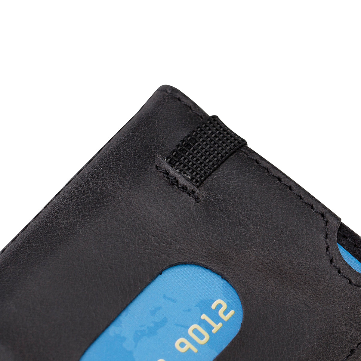 Trifold Kartenetui aus Leder – Slim Wallet mit Gummiband-Verschluss | Schwarz