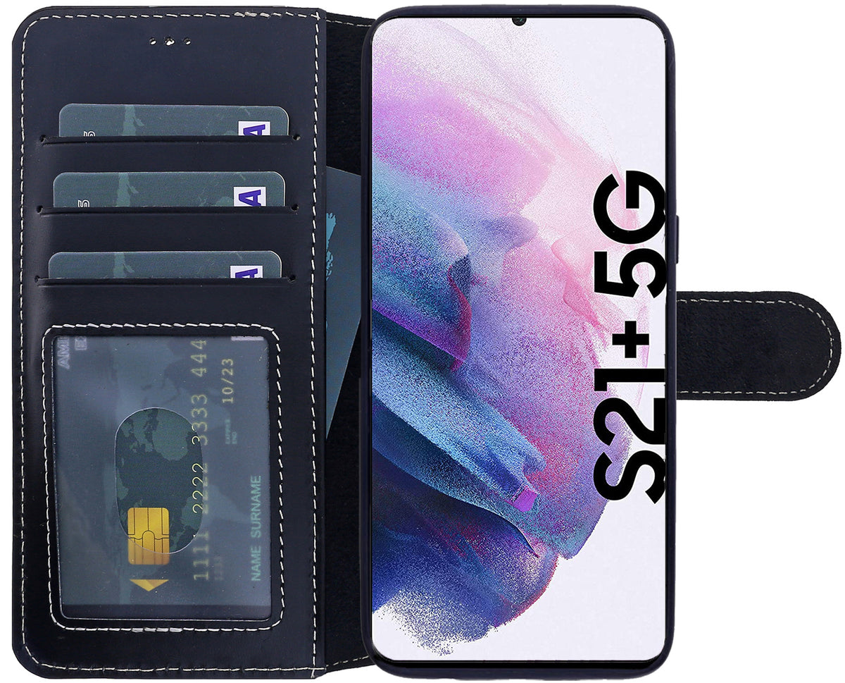 Samsung Galaxy S21 Plus Leder Book-Case – Wallet Hülle | Schwarz