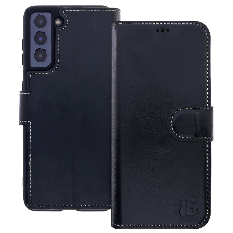 Samsung Galaxy S21 Leder Book-Case – Wallet Hülle | Schwarz