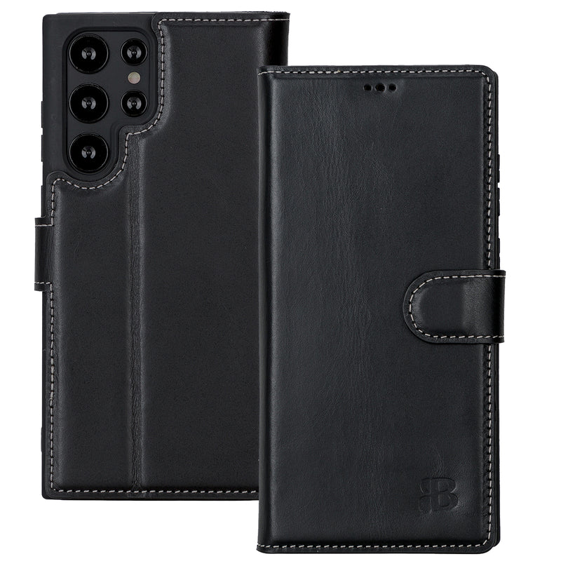 Samsung Galaxy S22 Ultra Leder Book-Case – Wallet Hülle | Schwarz