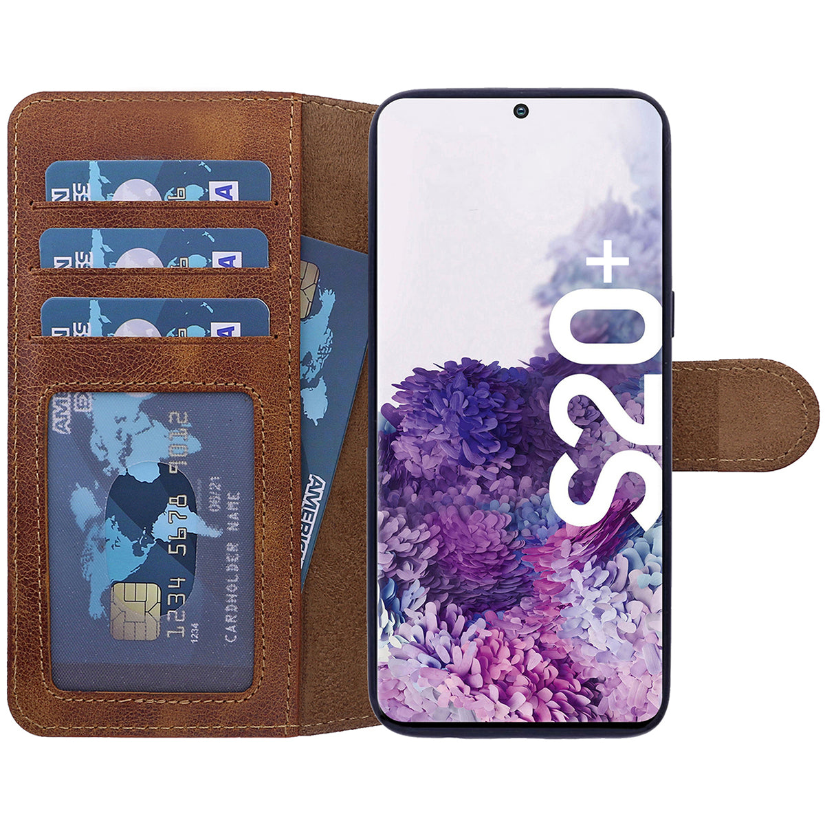 Samsung Galaxy S20 Plus Leder Book-Case – Wallet Hülle | Braun