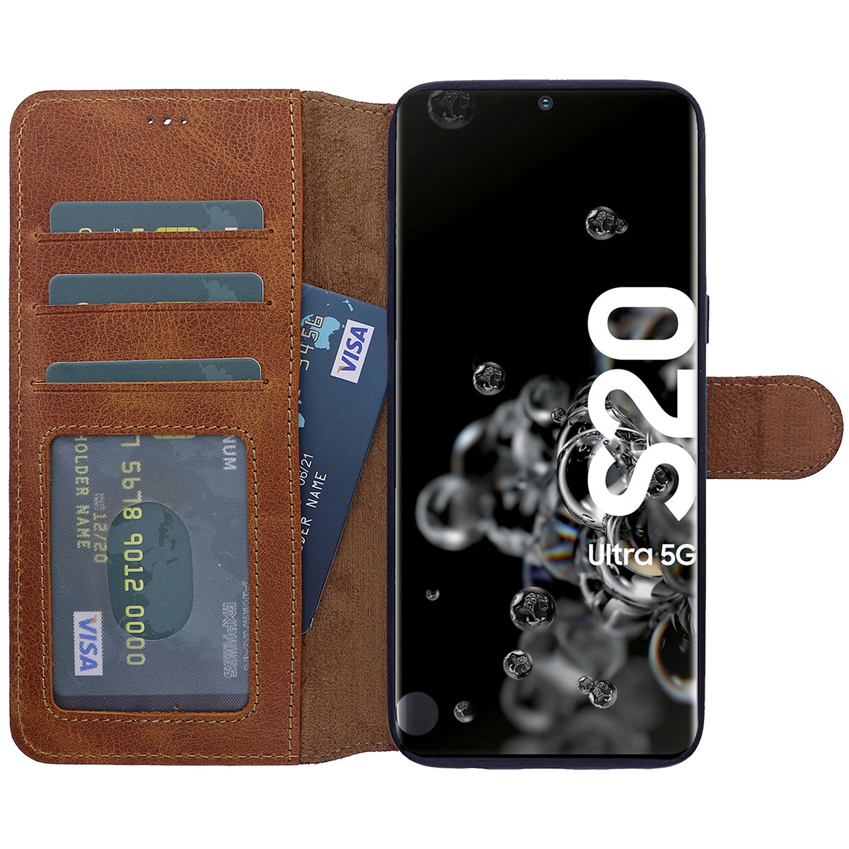 Samsung Galaxy S20 Ultra Leder Book-Case – Wallet Hülle | Braun