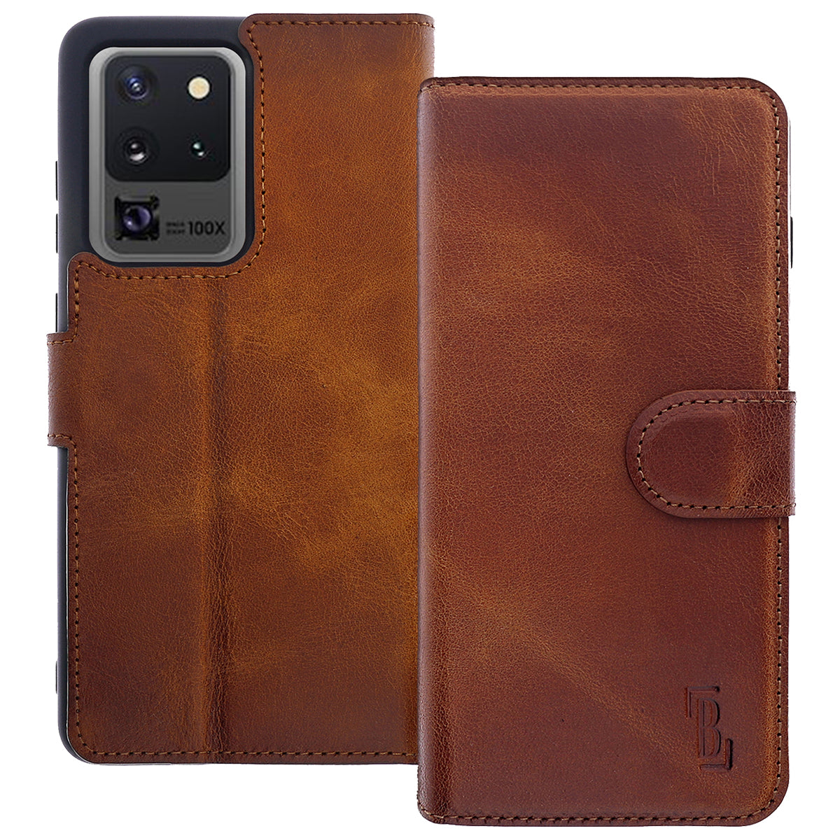 Samsung Galaxy S20 Ultra Leder Book-Case – Wallet Hülle | Braun