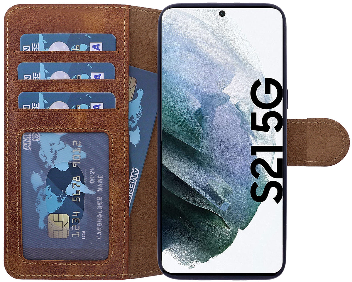 Samsung Galaxy S21 Leder Book-Case – Wallet Hülle | Braun