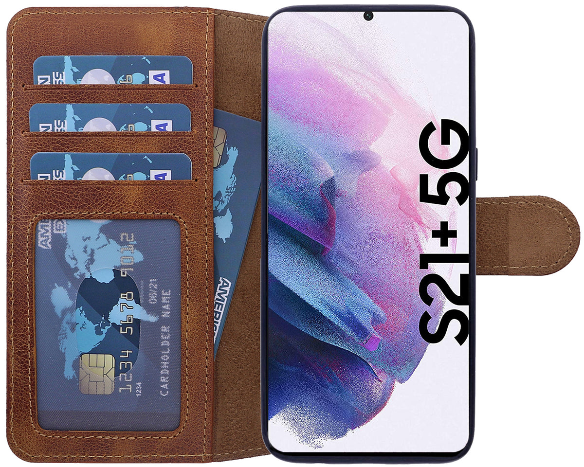 Samsung Galaxy S21 Plus Leder Book-Case – Wallet Hülle | Braun