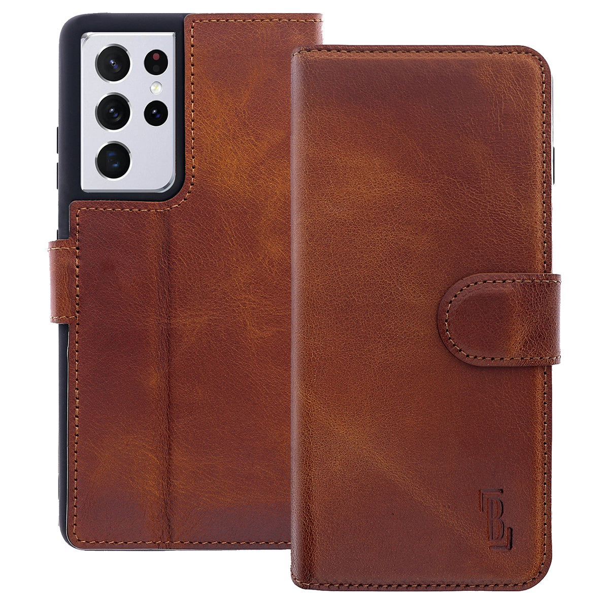 Samsung Galaxy S21 Ultra Leder Book-Case – Wallet Hülle | Braun