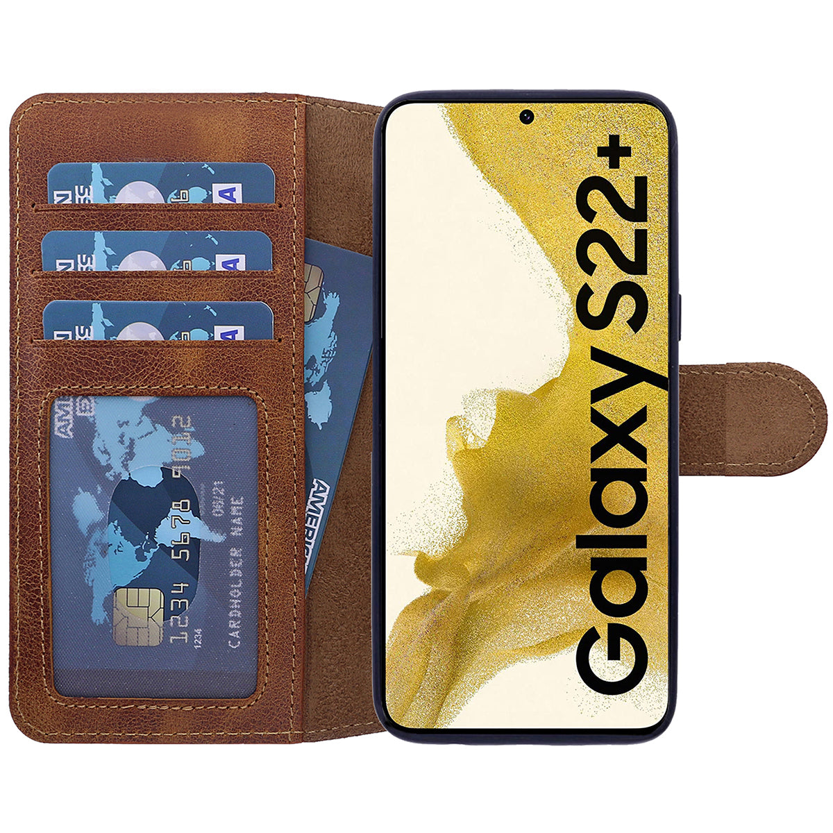 Samsung Galaxy S22 Plus Leder Book-Case – Wallet Hülle | Braun