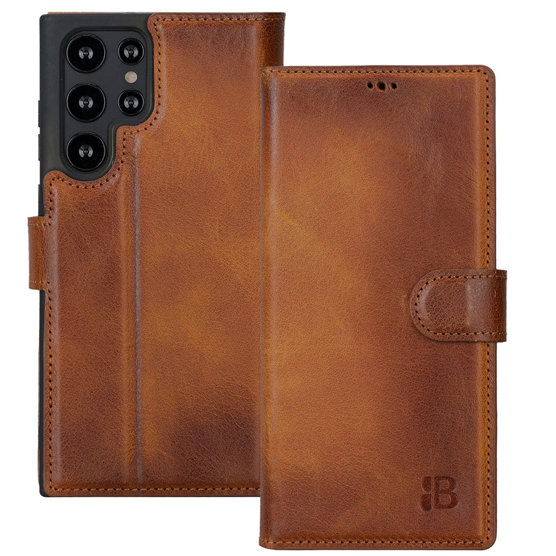 Samsung Galaxy S22 Ultra Leder Book-Case – Wallet Hülle | Braun