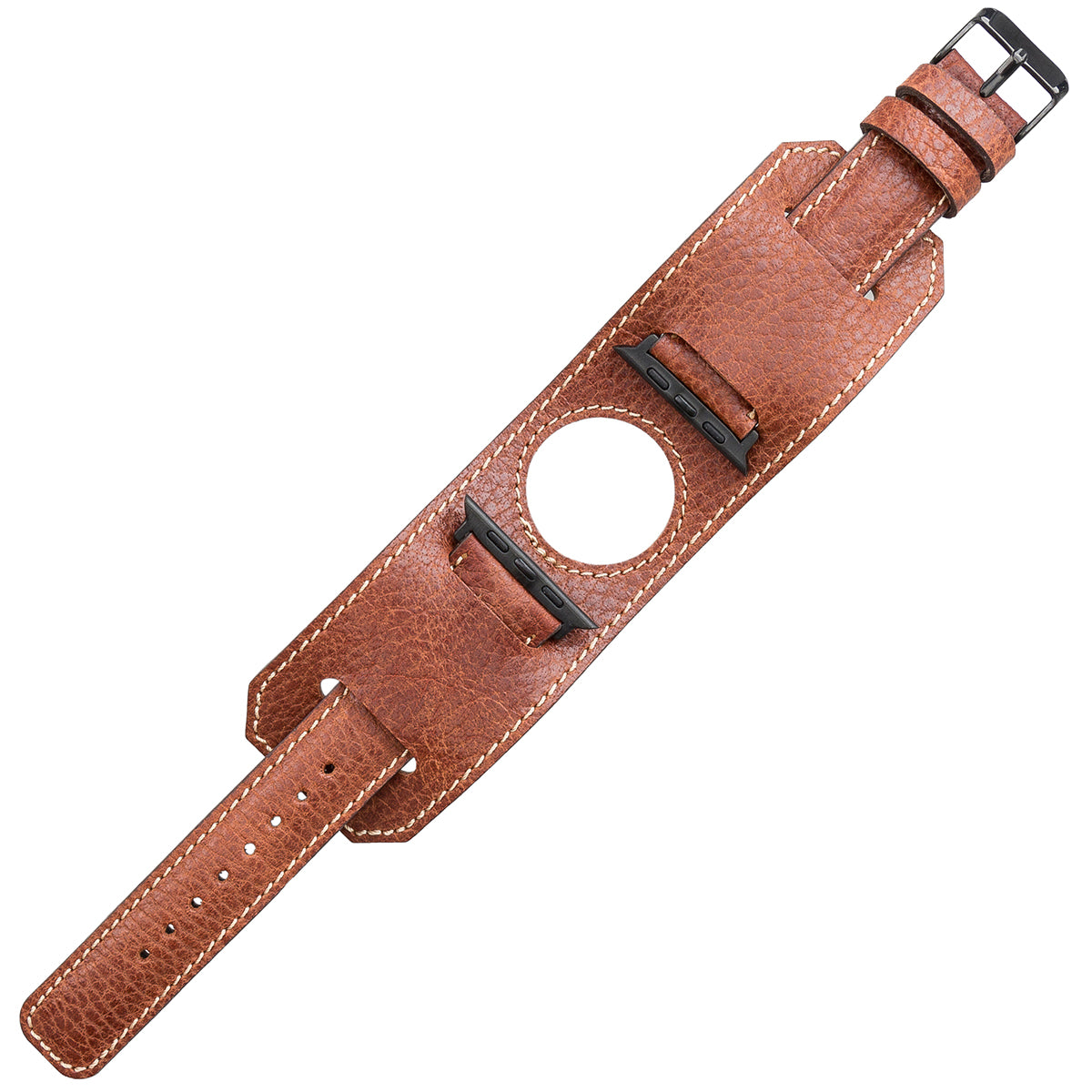 Apple Watch Cuff Armband aus Leder – Vintage Manschetten-Design | Braun