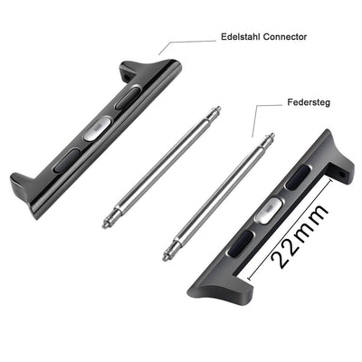 Connector-Set Schwarz – für Apple Watch 42/44/45 mm & 22 mm Armbänder – Ansicht 2