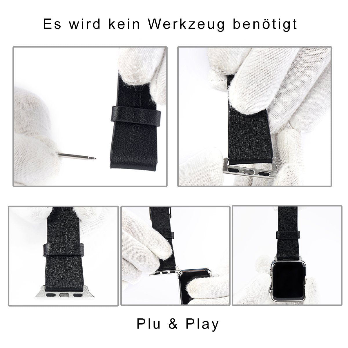 Connector-Set Schwarz – für Apple Watch 42/44/45 mm & 22 mm Armbänder