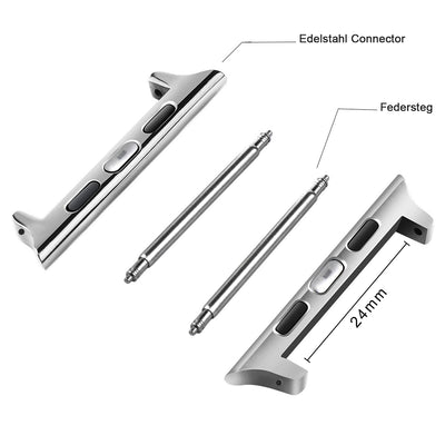 Connector-Set Silber – für Apple Watch 42/44/45 mm & 24 mm Armbänder – Ansicht 2