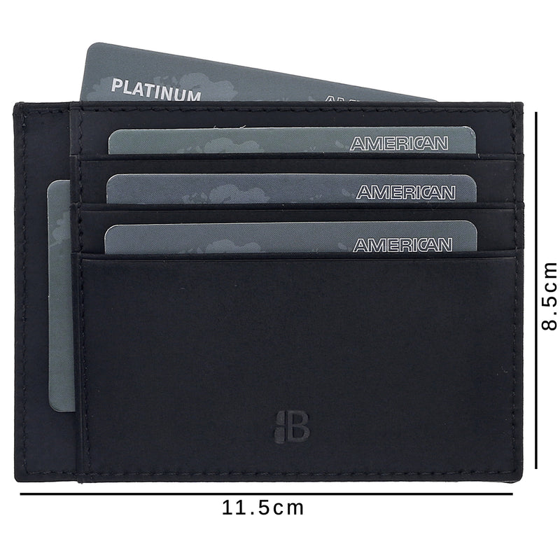 Leder Kartenhalter Slim Wallet – Vintage Schwarz | Burkley - Ansicht 2