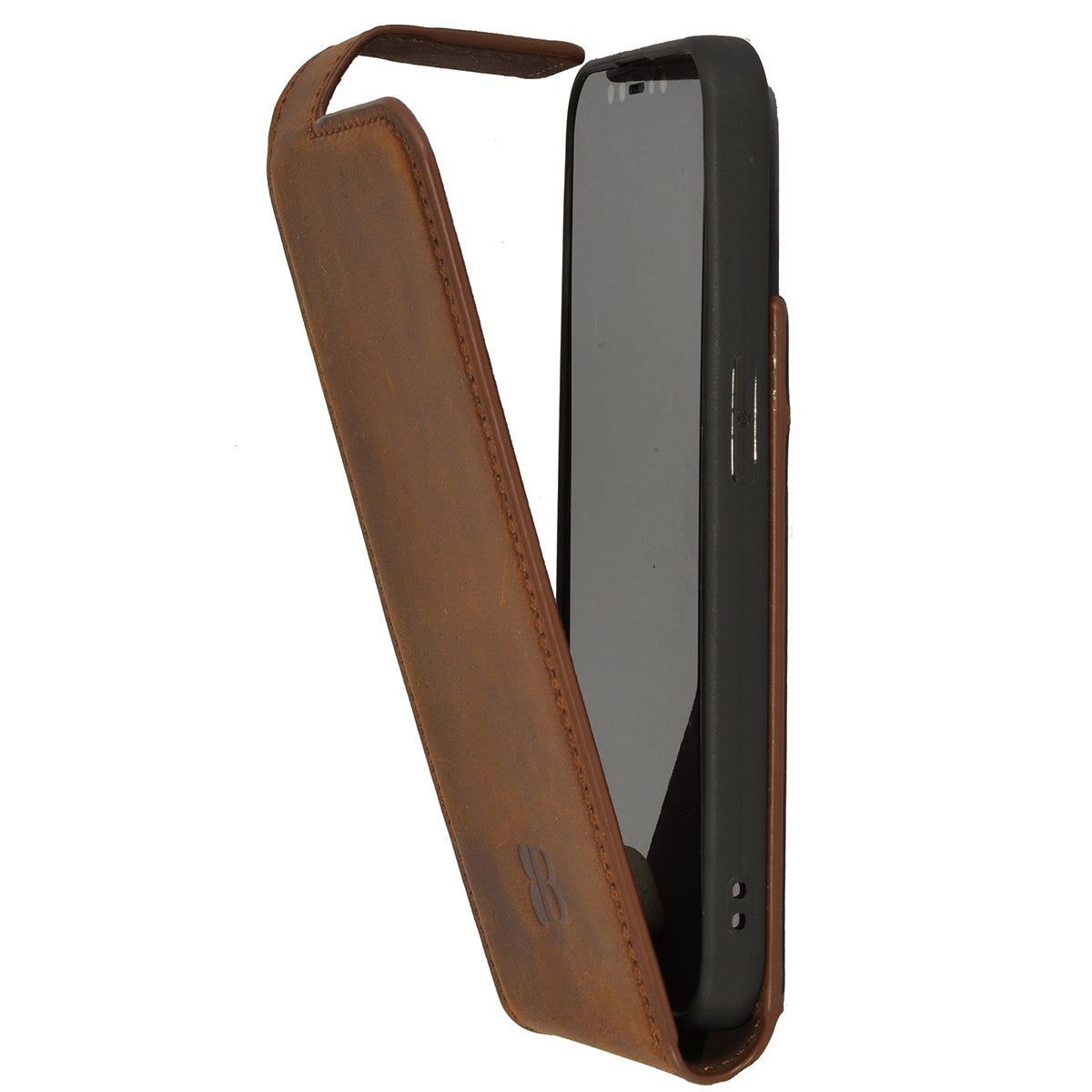 iPhone 12 / iPhone 12 Pro Leder Flip Case – Hülle mit Rundumschutz | Braun