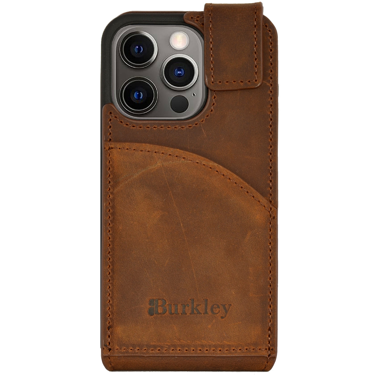 iPhone 12 / iPhone 12 Pro Leder Flip Case – Hülle mit Rundumschutz | Braun