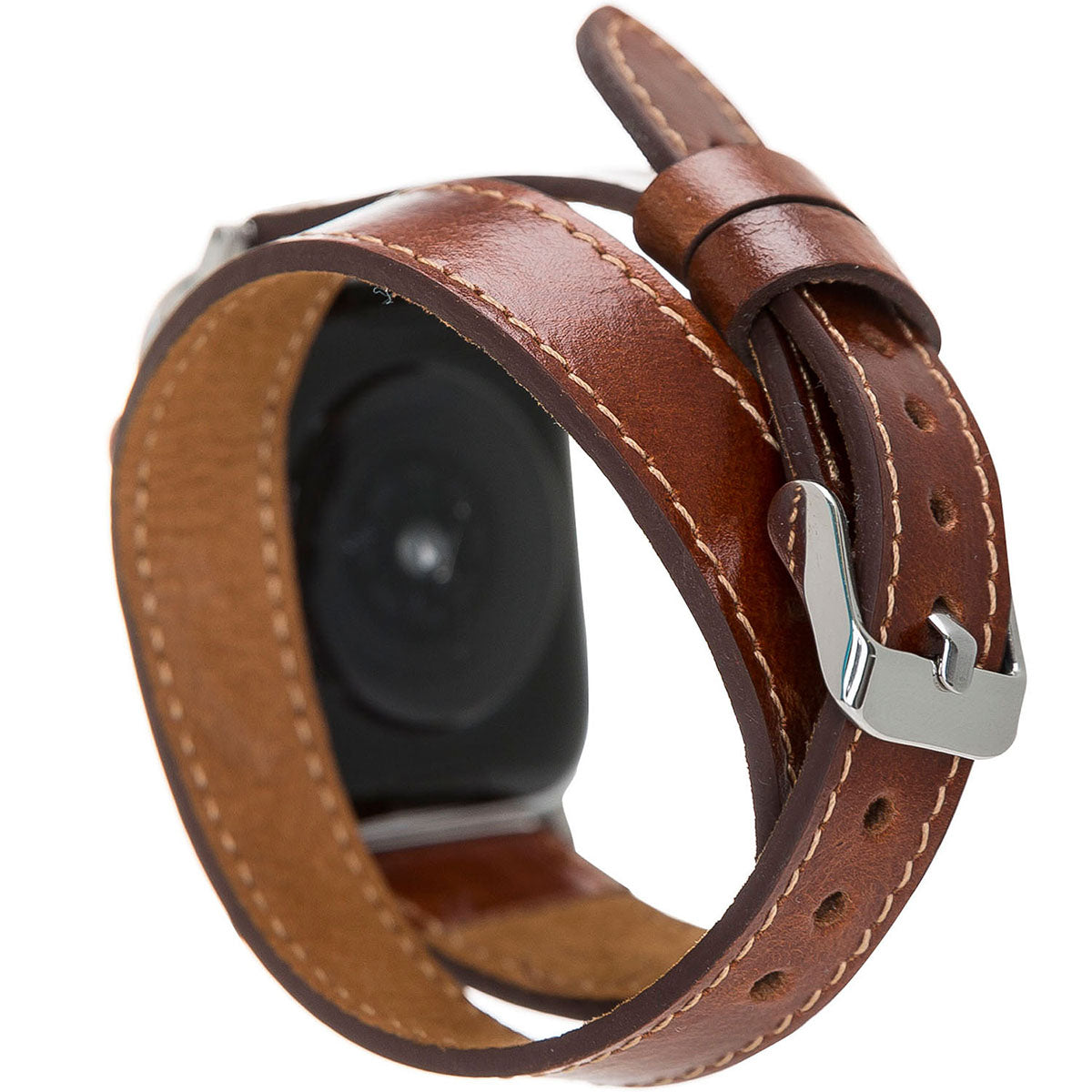Lederarmband Braun Double Wrap – für Apple Watch 38/40/41 mm