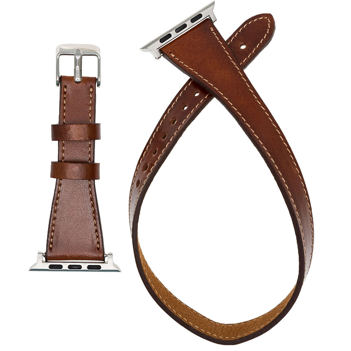 Lederarmband Braun Double Wrap – für Apple Watch 38/40/41 mm