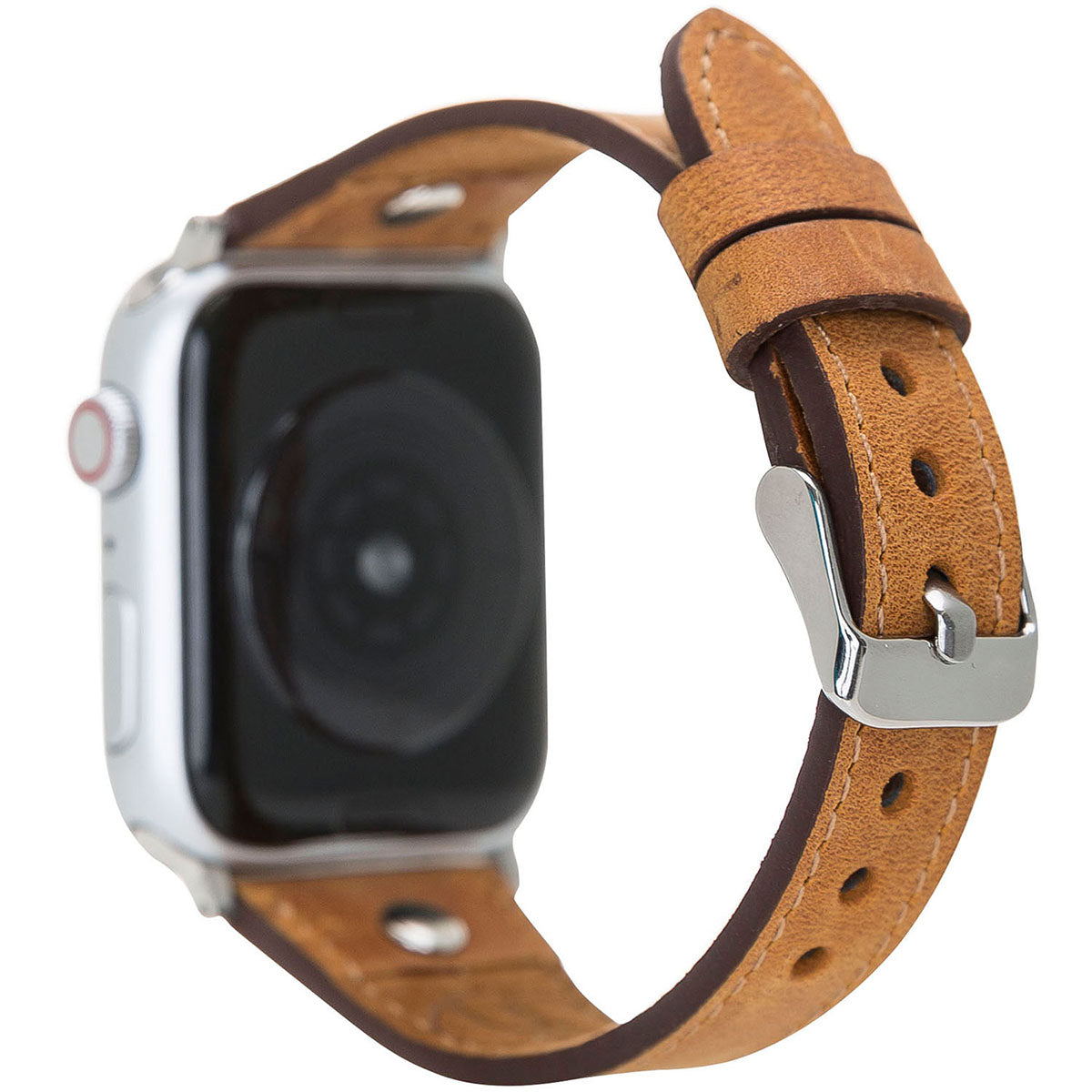 Lederarmband Cognac mit Zierniete – für Apple Watch 38/40/41 mm