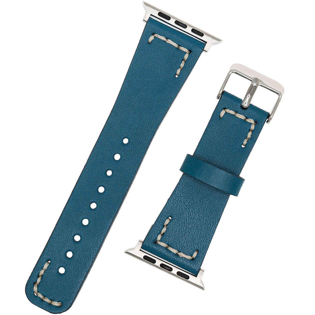 Lederarmband Petrol mit Handstich-Details – für Apple Watch 42/44/45 mm