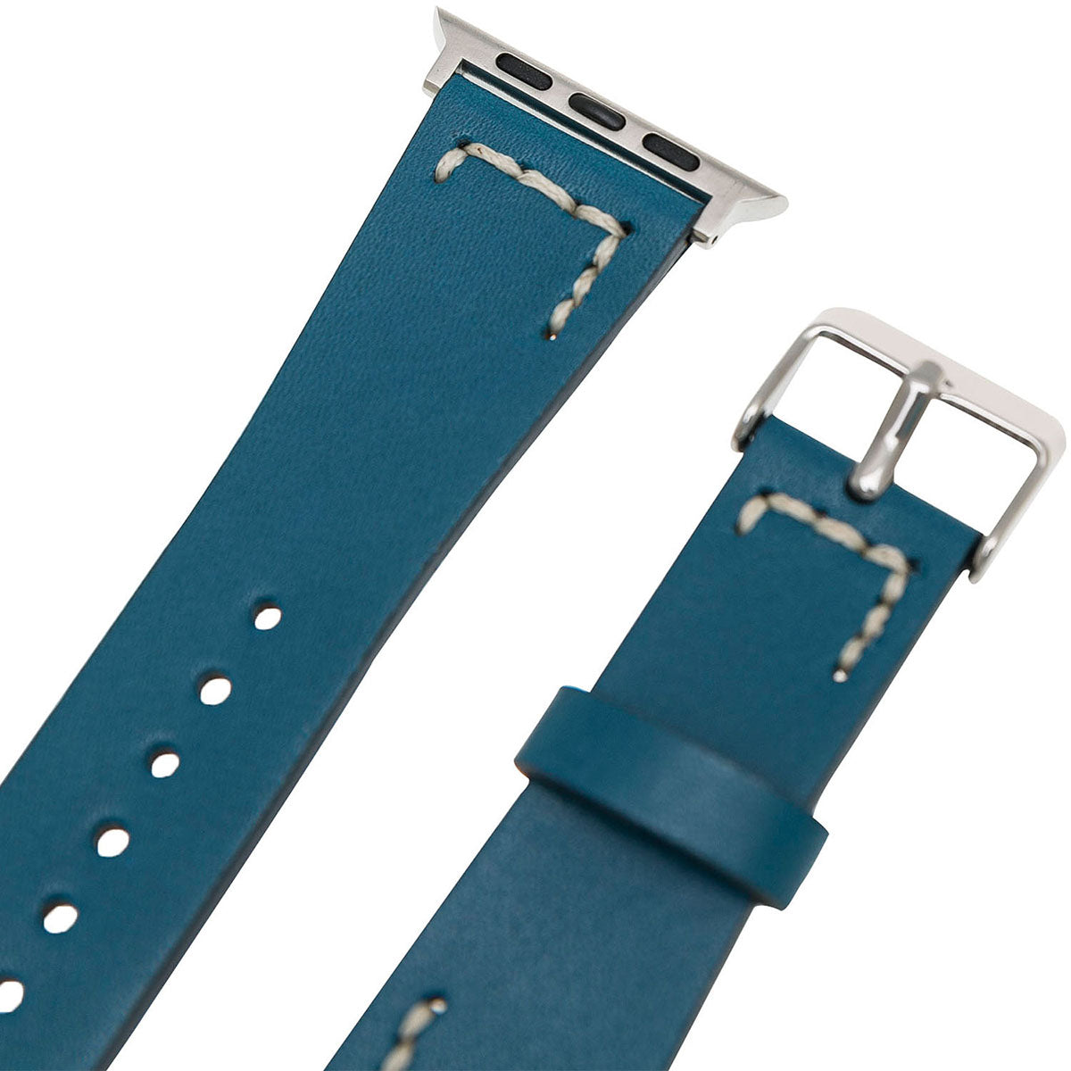 Lederarmband Petrol mit Handstich-Details – für Apple Watch 42/44/45 mm