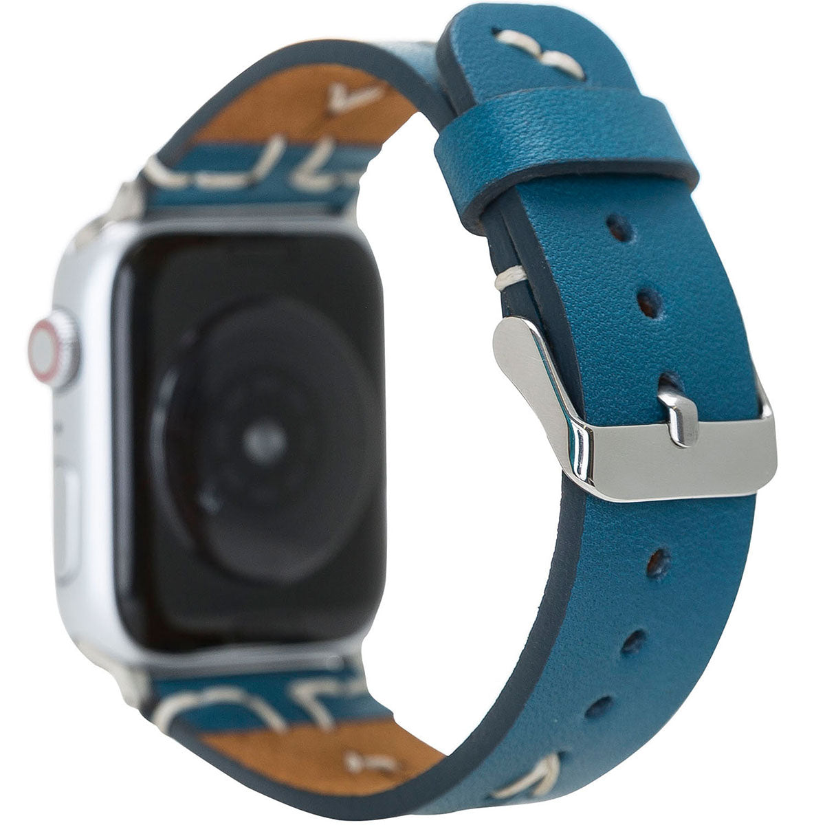 Apple Watch Lederarmband Petrolblau mit Ziernaht – 42/44/45 mm