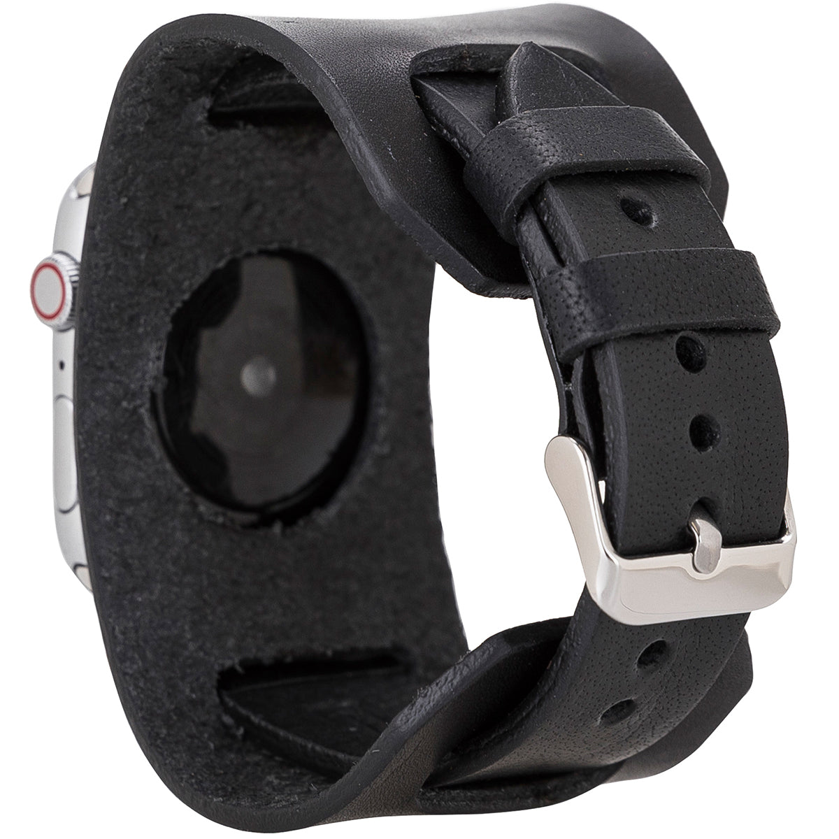 Apple Watch Cuff Armband aus Leder – Vintage Manschetten-Design | Schwarz
