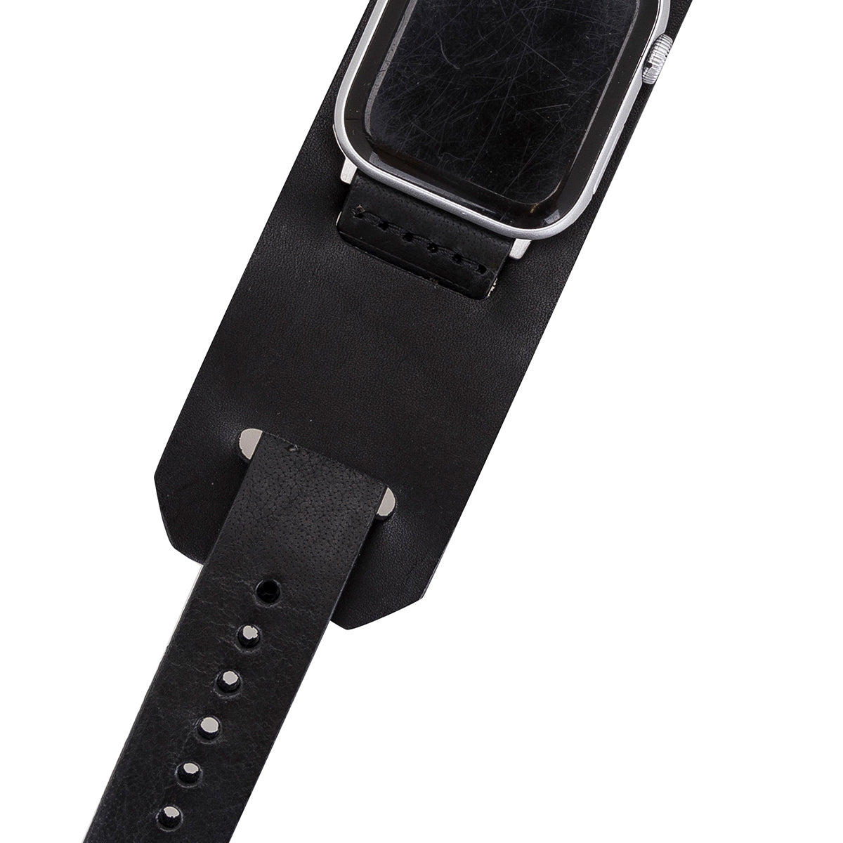 Apple Watch Cuff Armband aus Leder – Vintage Manschetten-Design | Schwarz