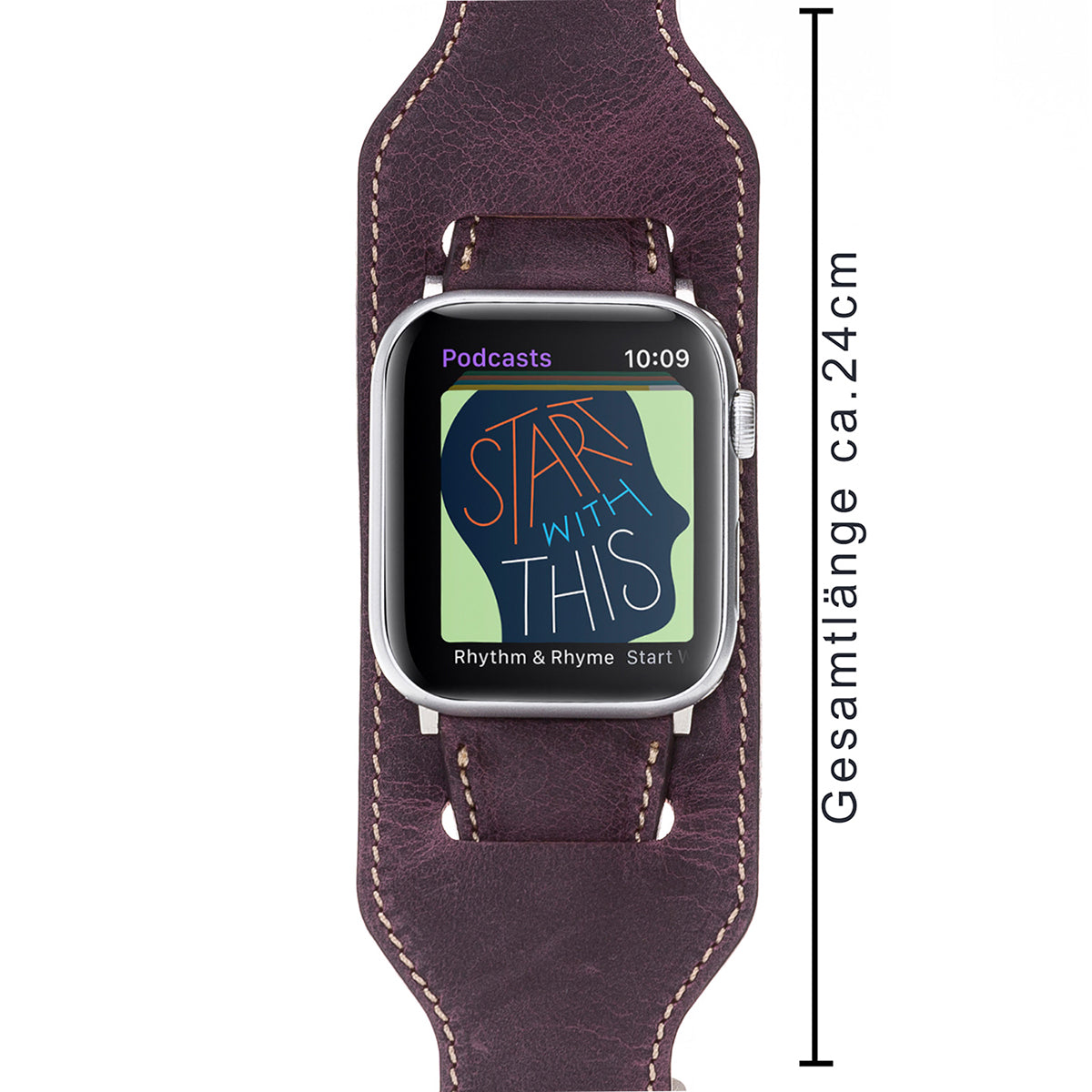 Vintage Cuff-Lederarmband Plum – für Apple Watch 42/44/45 mm