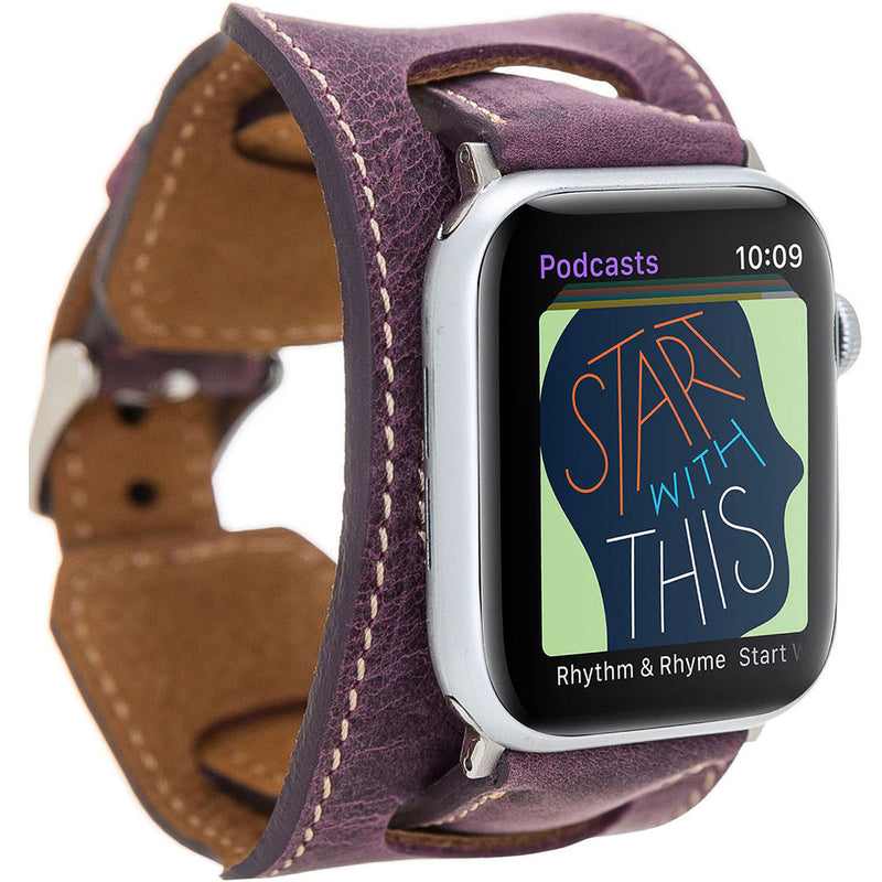 Vintage Cuff-Lederarmband Plum – für Apple Watch 42/44/45 mm