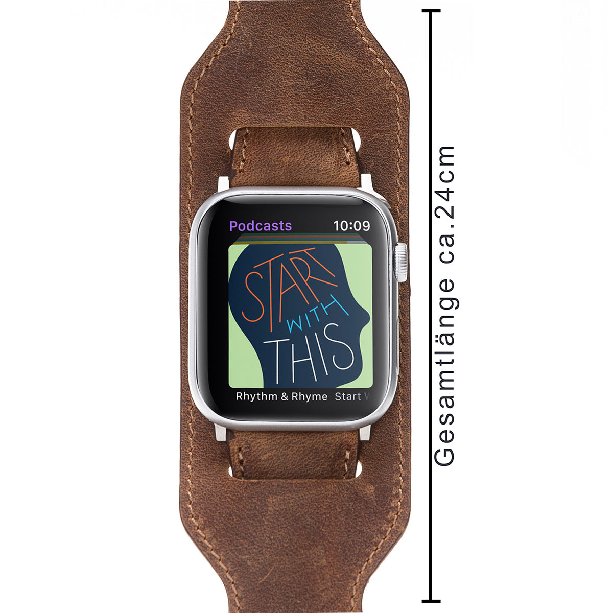 Vintage Cuff-Lederarmband Cognac – für Apple Watch 42/44/45 mm