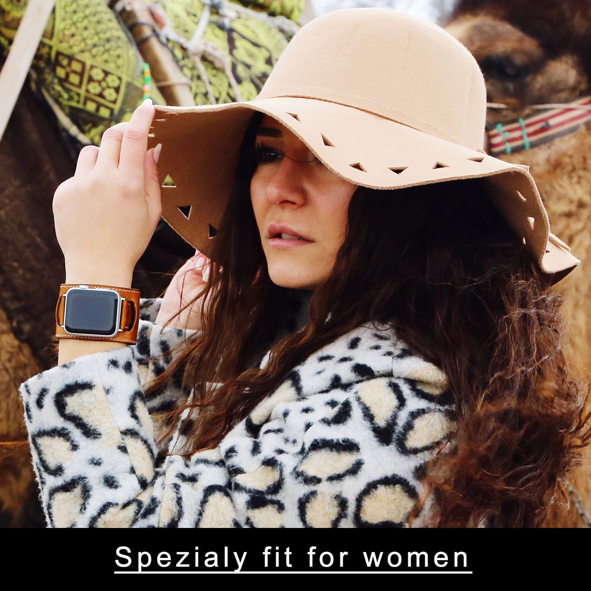 Vintage Cuff-Lederarmband Cognac – für Apple Watch 42/44/45 mm