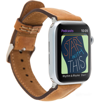 Lederarmband Cognac Natur – für Apple Watch 42/44/45 mm