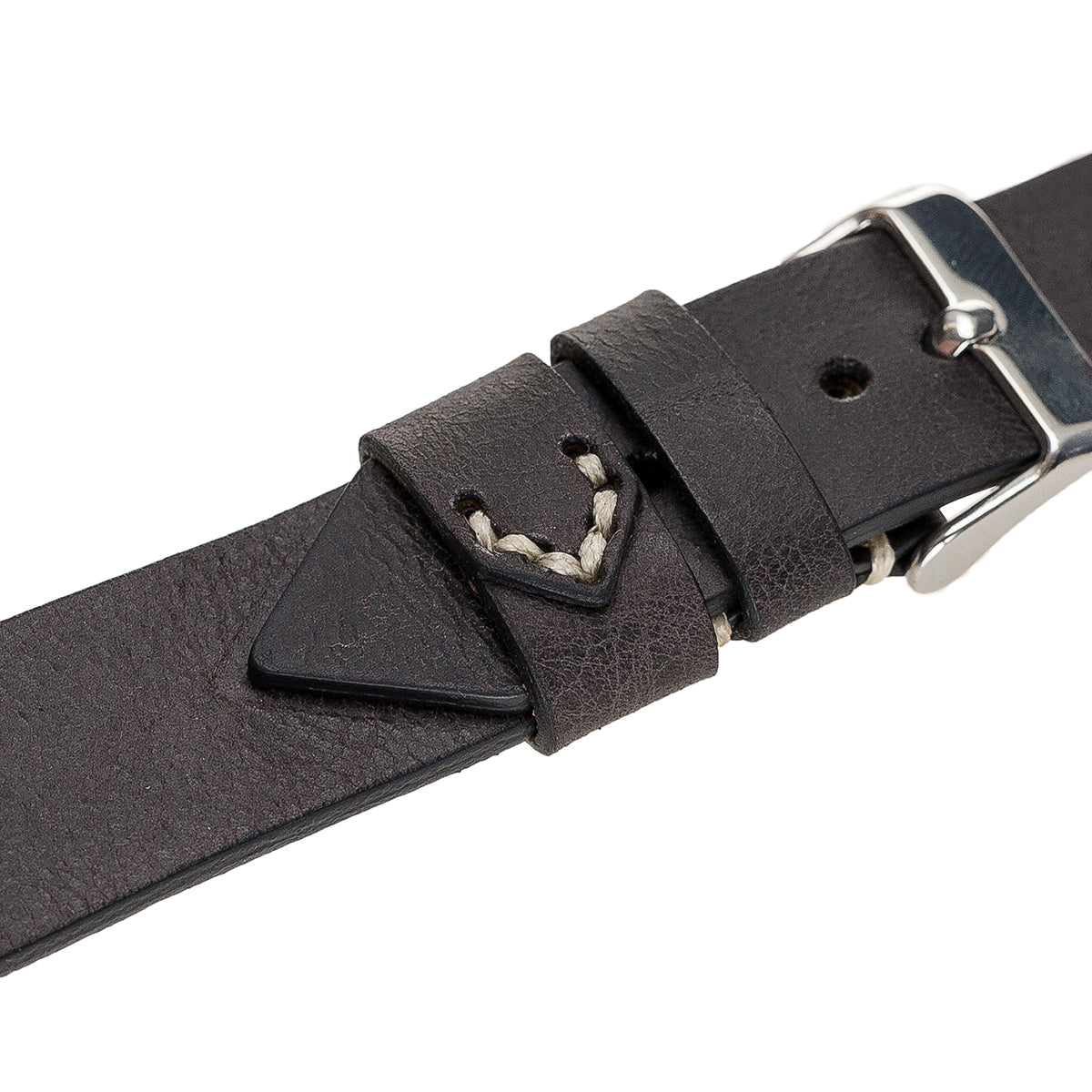 Apple Watch Lederarmband Vintage Stitch – Schwarz (Modell BA1-TN1)