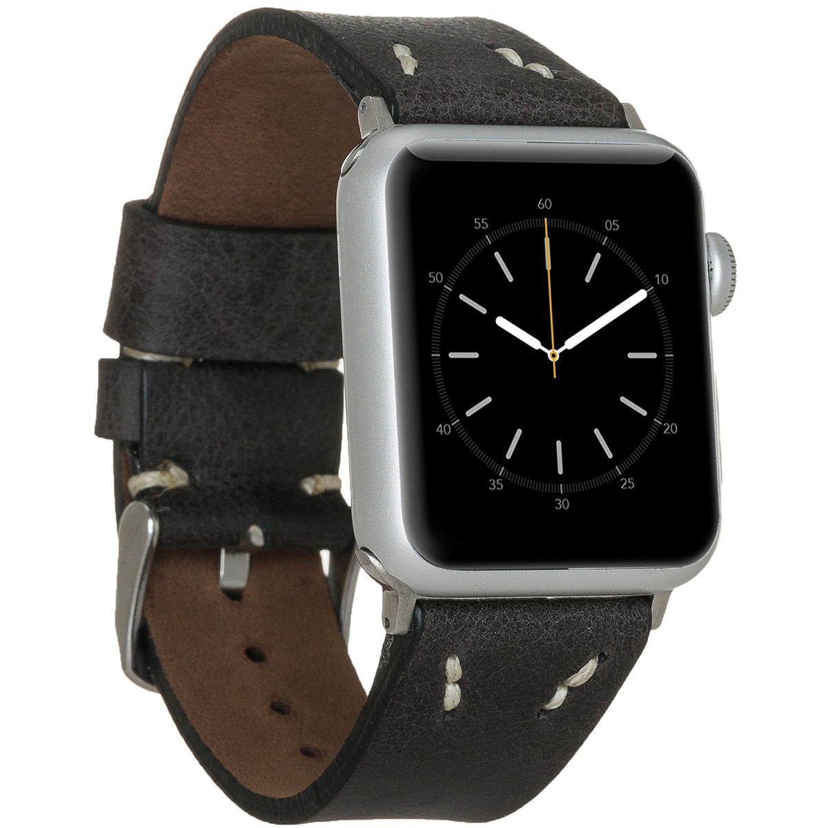 Apple Watch Lederarmband Vintage Stitch – Schwarz (Modell BA1-TN1)