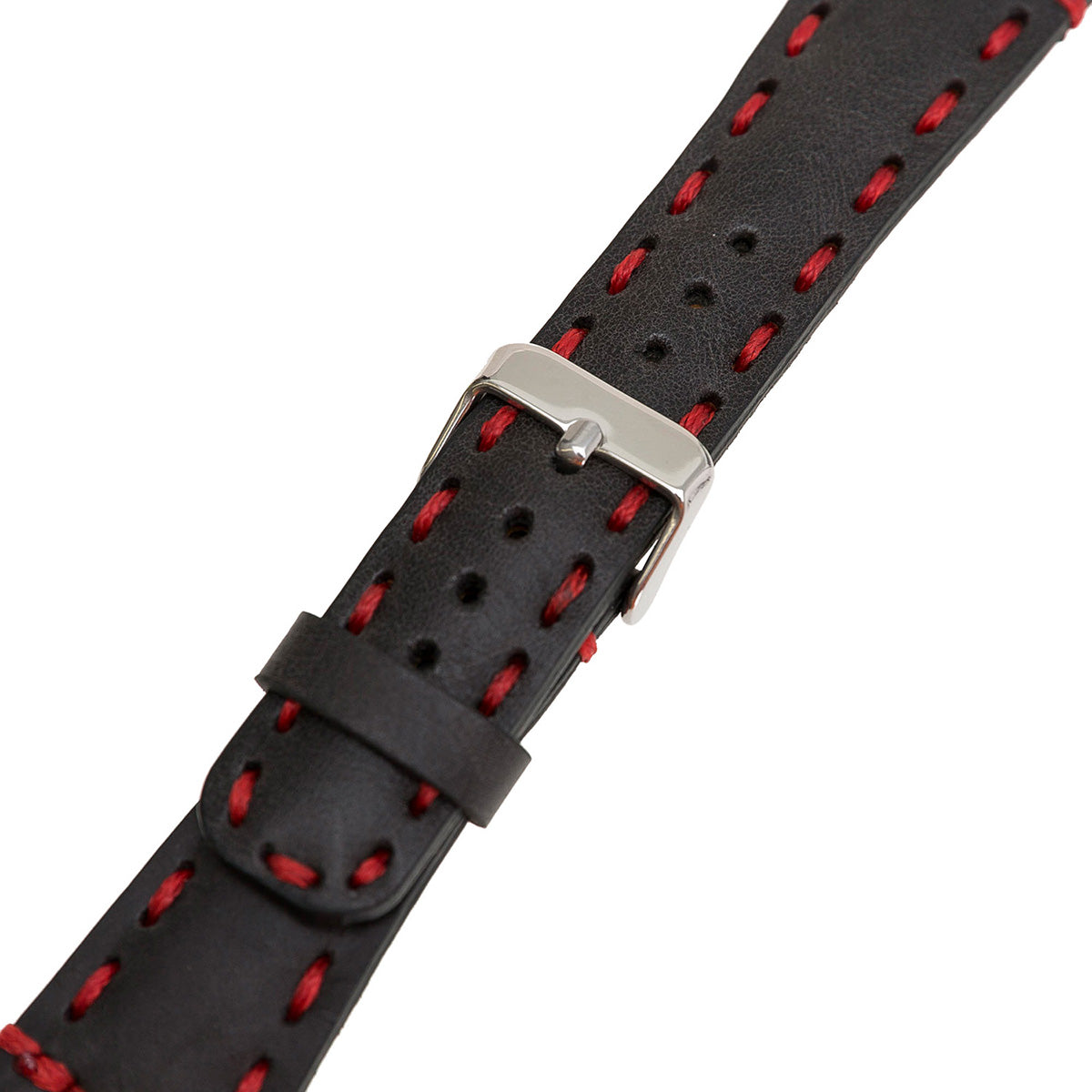 Apple Watch Lederarmband mit roter Ziernaht – Schwarz (Modell BA10-TN1)