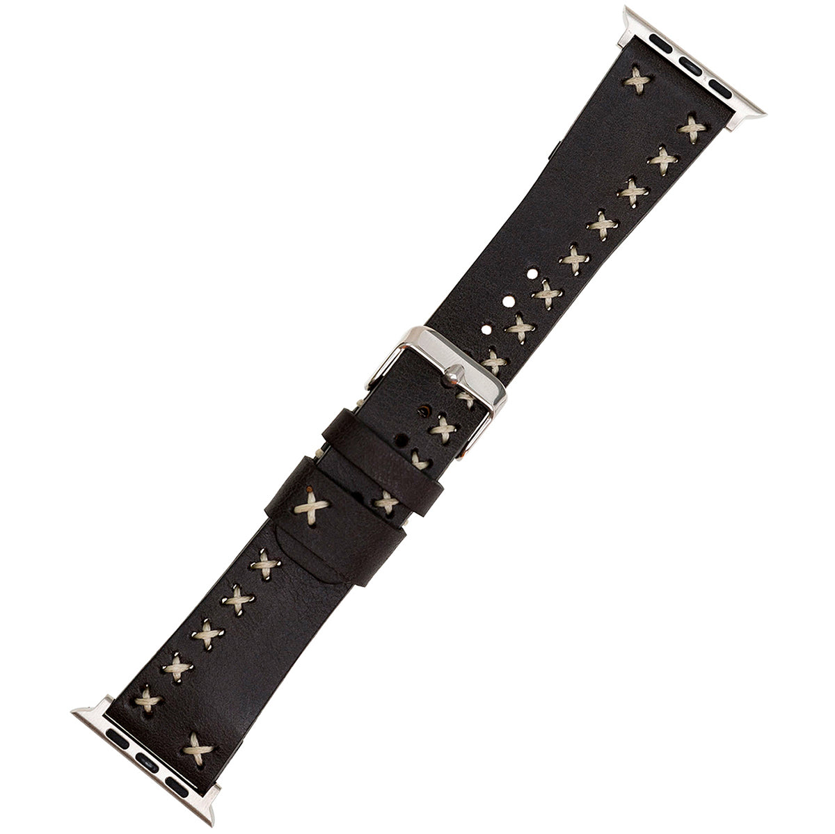 Apple Watch Lederarmband mit Kreuzstich – Schwarz (Modell BA11-TN1)