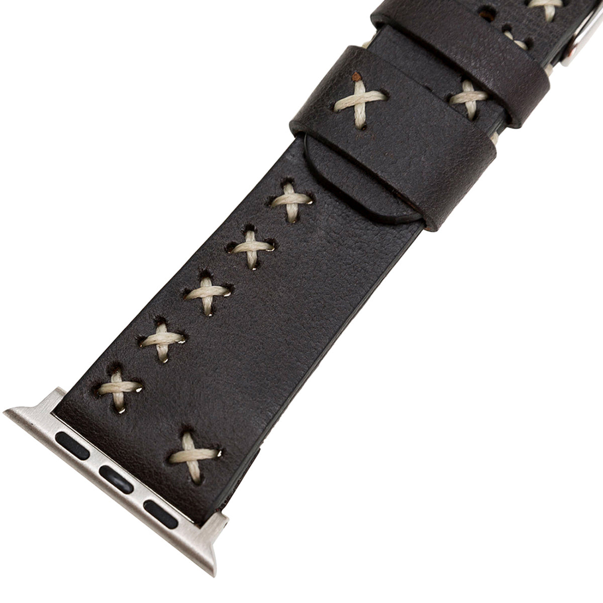 Apple Watch Lederarmband mit Kreuzstich – Schwarz (Modell BA11-TN1)