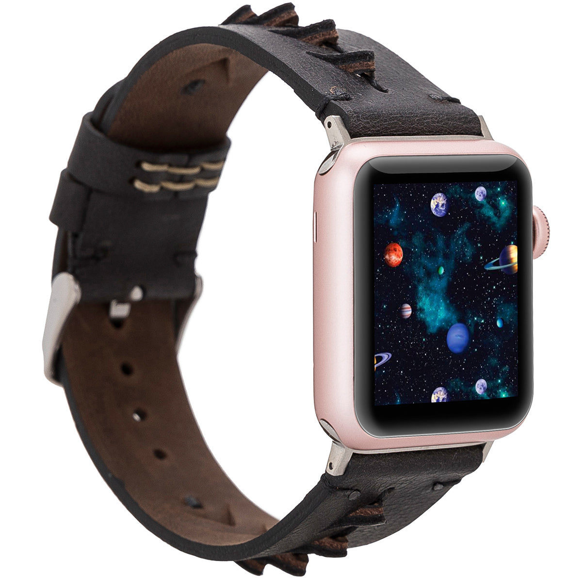 Apple Watch Lederarmband „V-Cut Stitching“ – Schwarz | Modell BA12-TN1