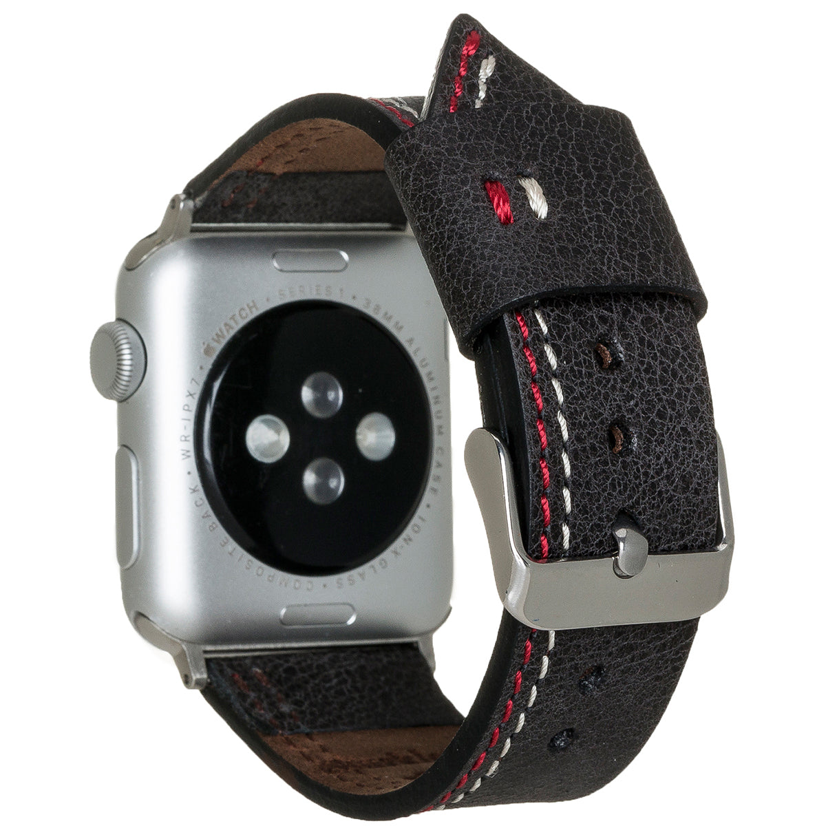 Apple Watch Lederarmband Race Stitch – Schwarz (Modell BA3-TN1)