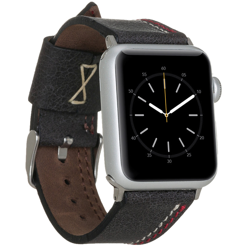 Apple Watch Lederarmband Race Stitch – Schwarz (Modell BA3-TN1)