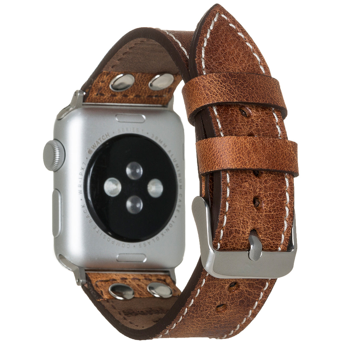 Apple Watch Lederarmband Biker Style – Braun (Modell BA5-TN11EF)