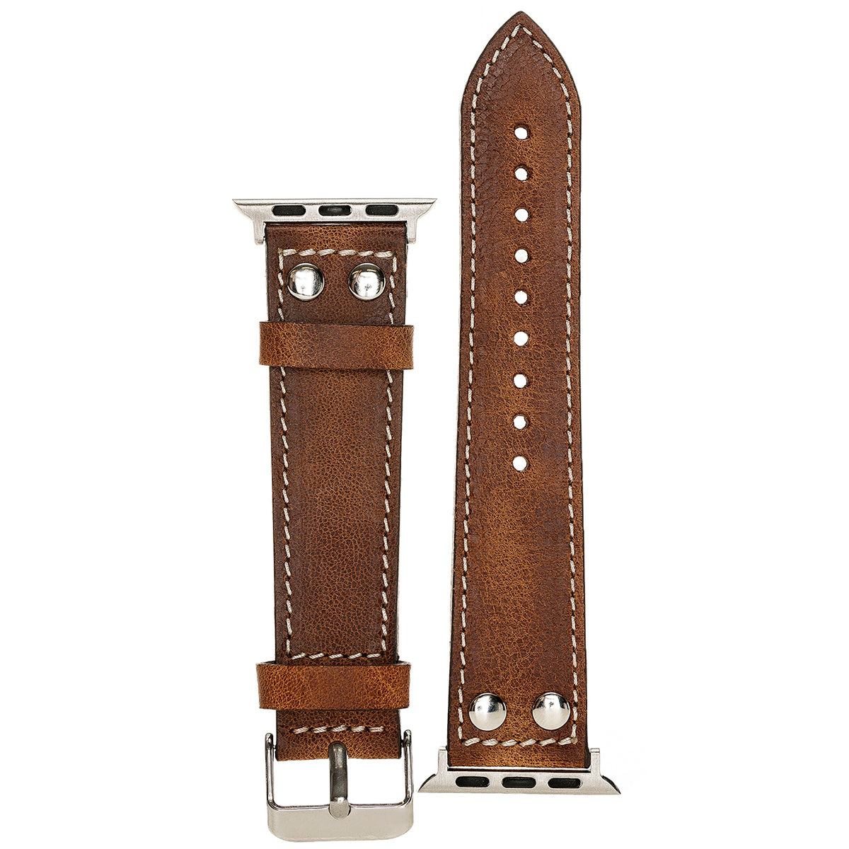 Apple Watch Lederarmband Biker Style – Braun (Modell BA5-TN11EF)