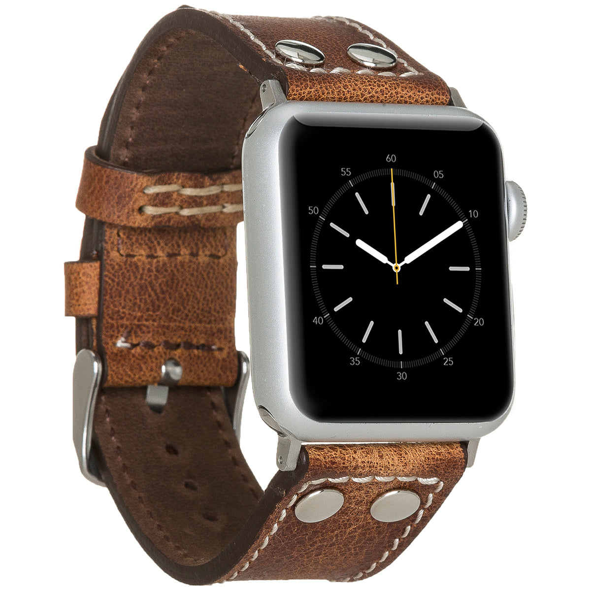 Apple Watch Lederarmband Biker Style – Braun (Modell BA5-TN11EF)
